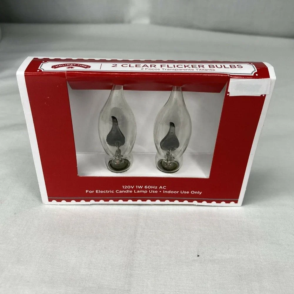 Clear Flicker 2 Bulbs Electric Candle Lamp Christmas Halloween Candelabra Indoor